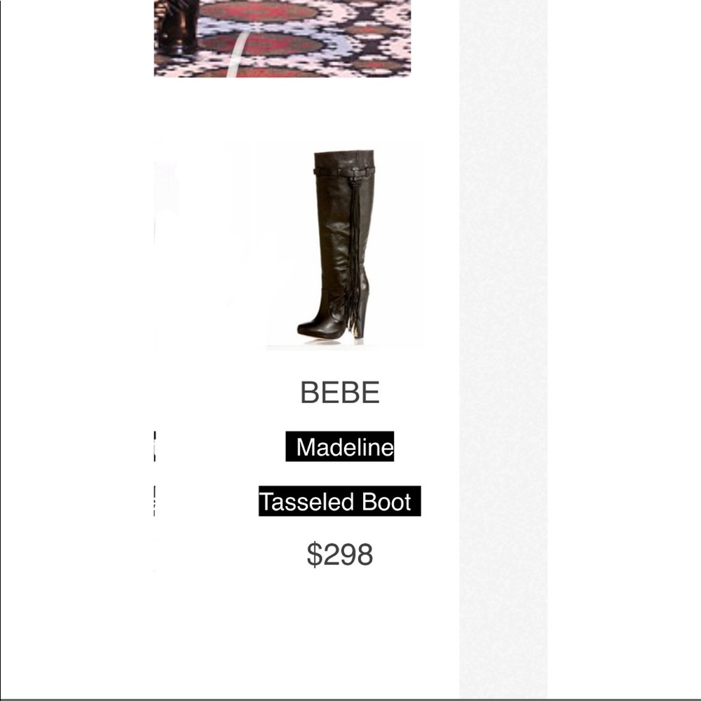 Bebe Madeline Genuine Leather Tassled Knee High Boot